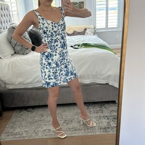 Blue and White Floral Mini Dress Abercrombie & Fitch